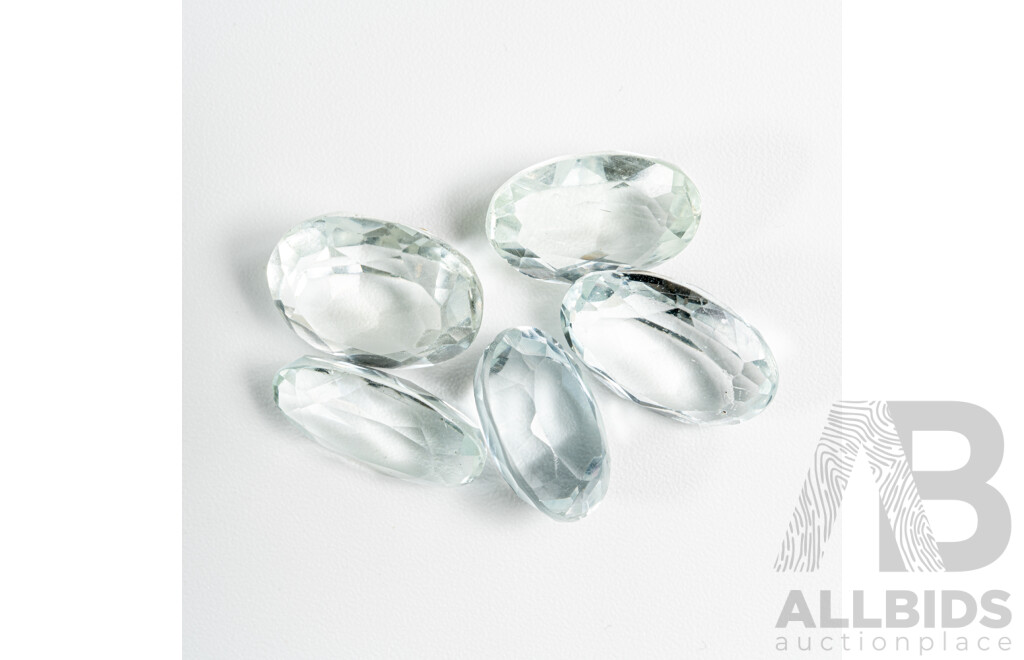 Aquamarine, (5) Oval Cut Unset Gemstones, 19.90ct