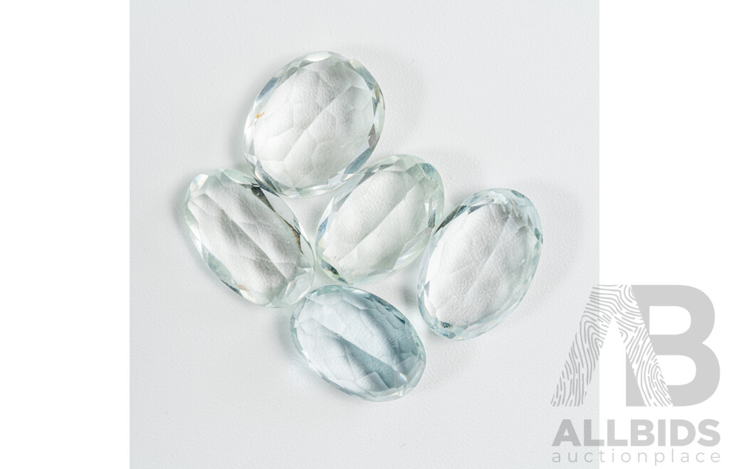 Aquamarine, (5) Oval Cut Unset Gemstones, 19.90ct