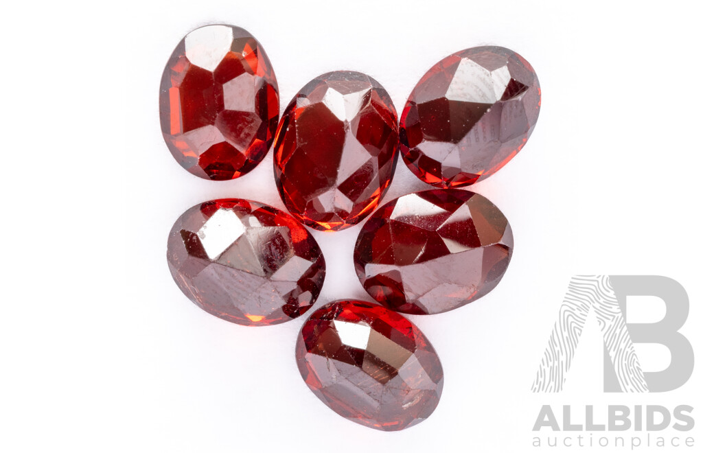 Garnet, (6) Natural Red Oval Cut Gemstones, 10.50ct