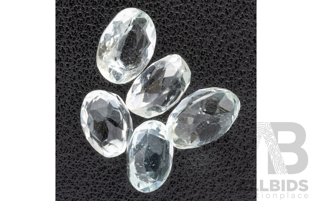 Aquamarine (5) Natural Oval Cut Gemstones, 14.70ct