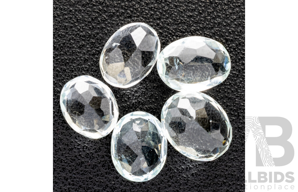 Aquamarine (5) Natural Oval Cut Gemstones, 14.70ct