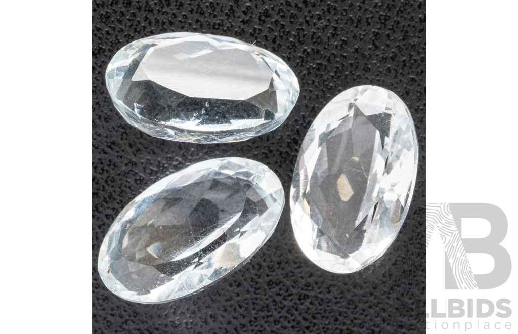 White Topaz (3) Natural Oval Cut Gemstones, 27.10ct