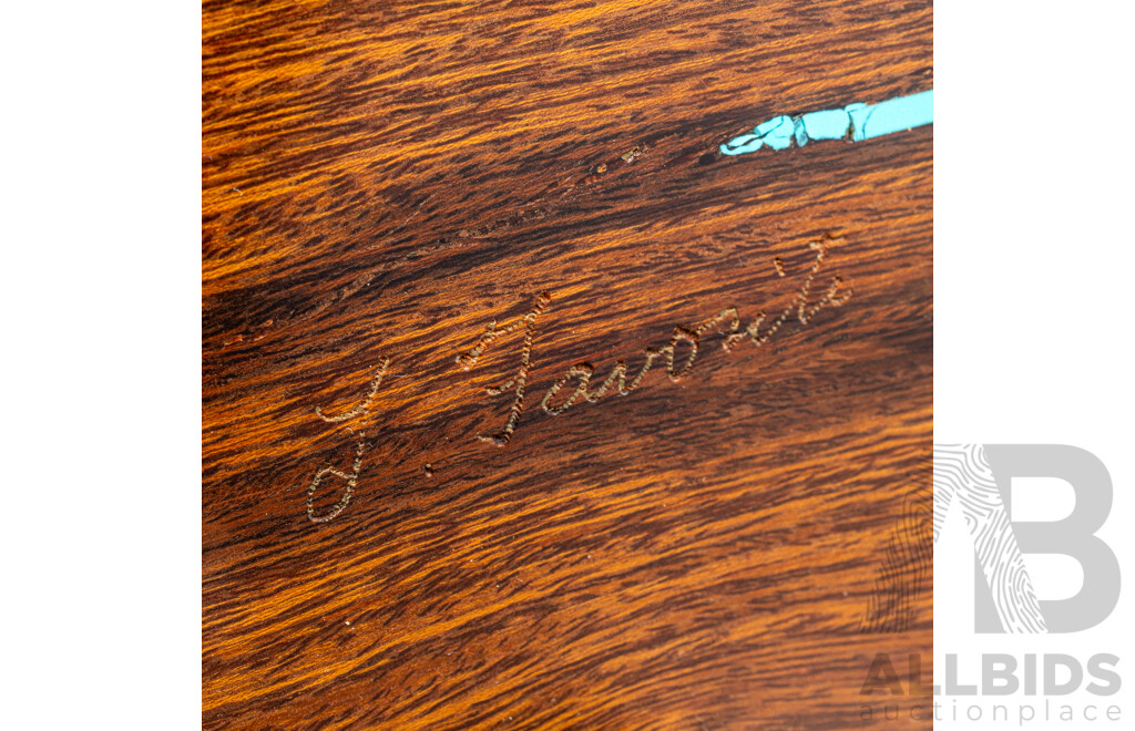 J Favosite Handmade Heavy Wooden Trinket Box with Inlaid Sterling Silver & Turquoise