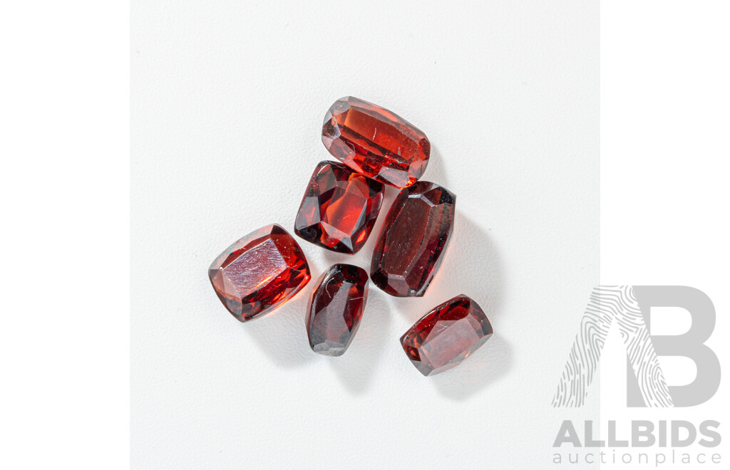 Garnet (6) Unset Cushion Cut Gemstones, 11.25ct