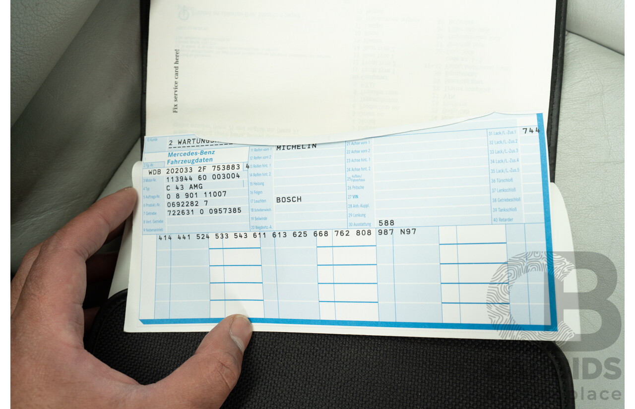 7/1998 Mercedes Benz C43 AMG W202 4d Saloon Zircon Silver Metallic V8 4.3L