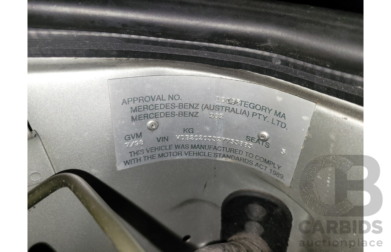7/1998 Mercedes Benz C43 AMG W202 4d Saloon Zircon Silver Metallic V8 4.3L
