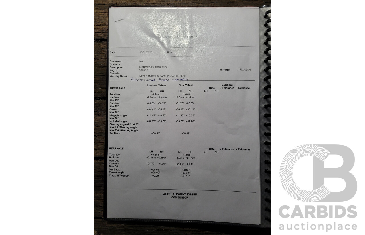 7/1998 Mercedes Benz C43 AMG W202 4d Saloon Zircon Silver Metallic V8 4.3L