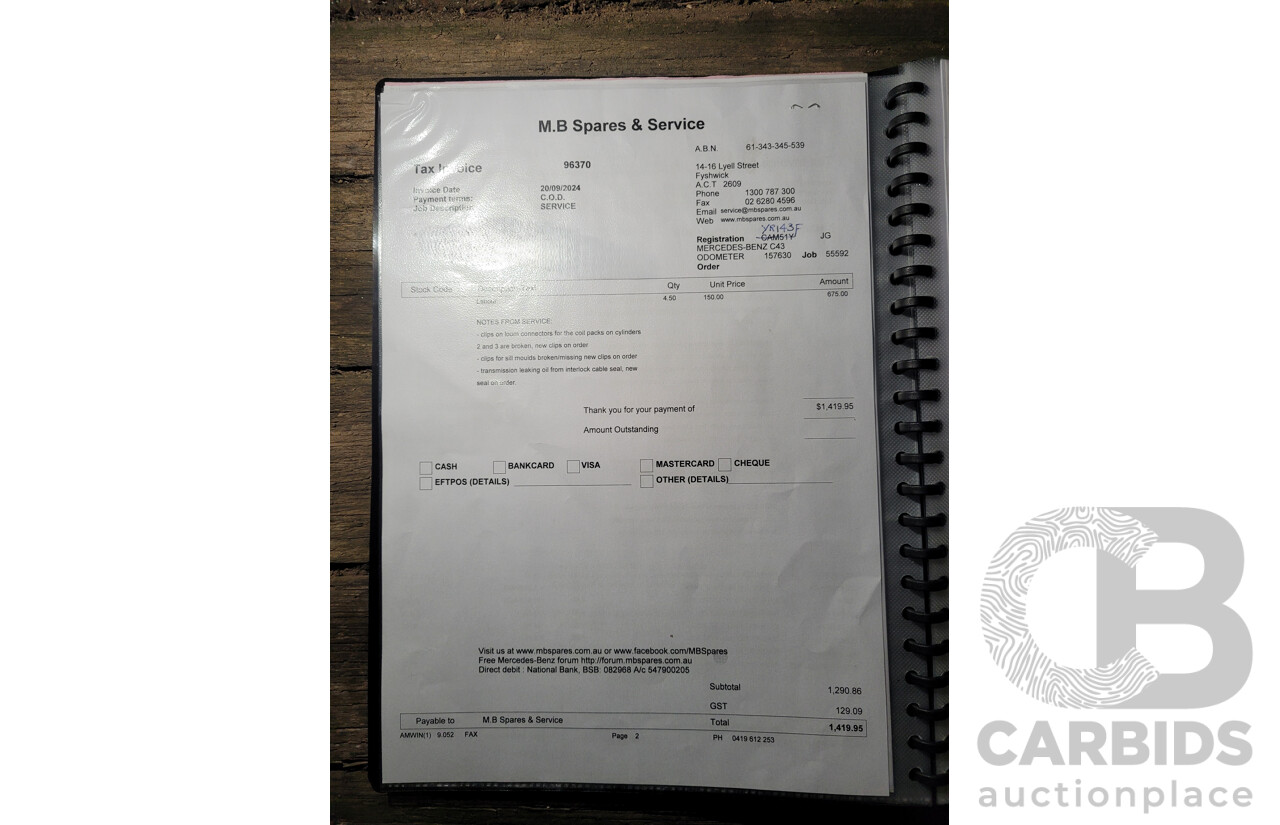 7/1998 Mercedes Benz C43 AMG W202 4d Saloon Zircon Silver Metallic V8 4.3L