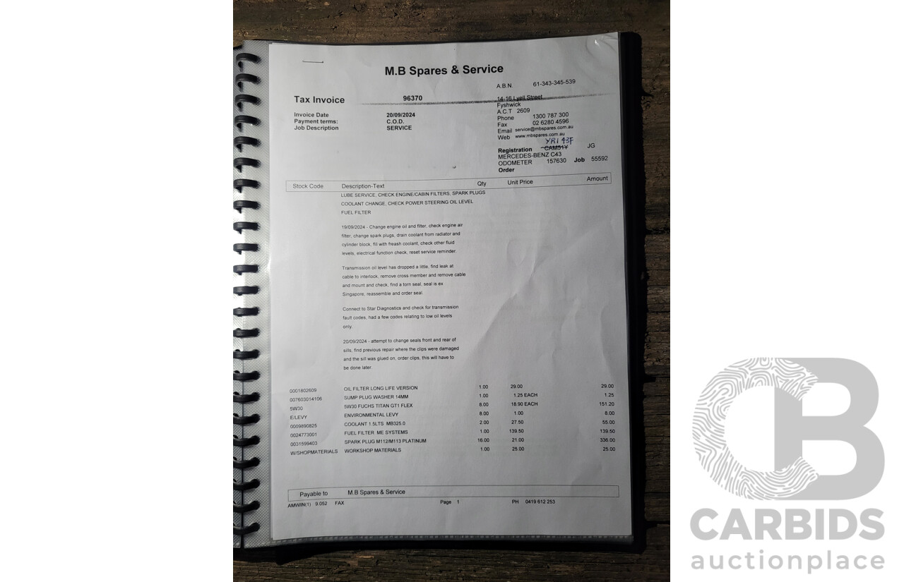 7/1998 Mercedes Benz C43 AMG W202 4d Saloon Zircon Silver Metallic V8 4.3L