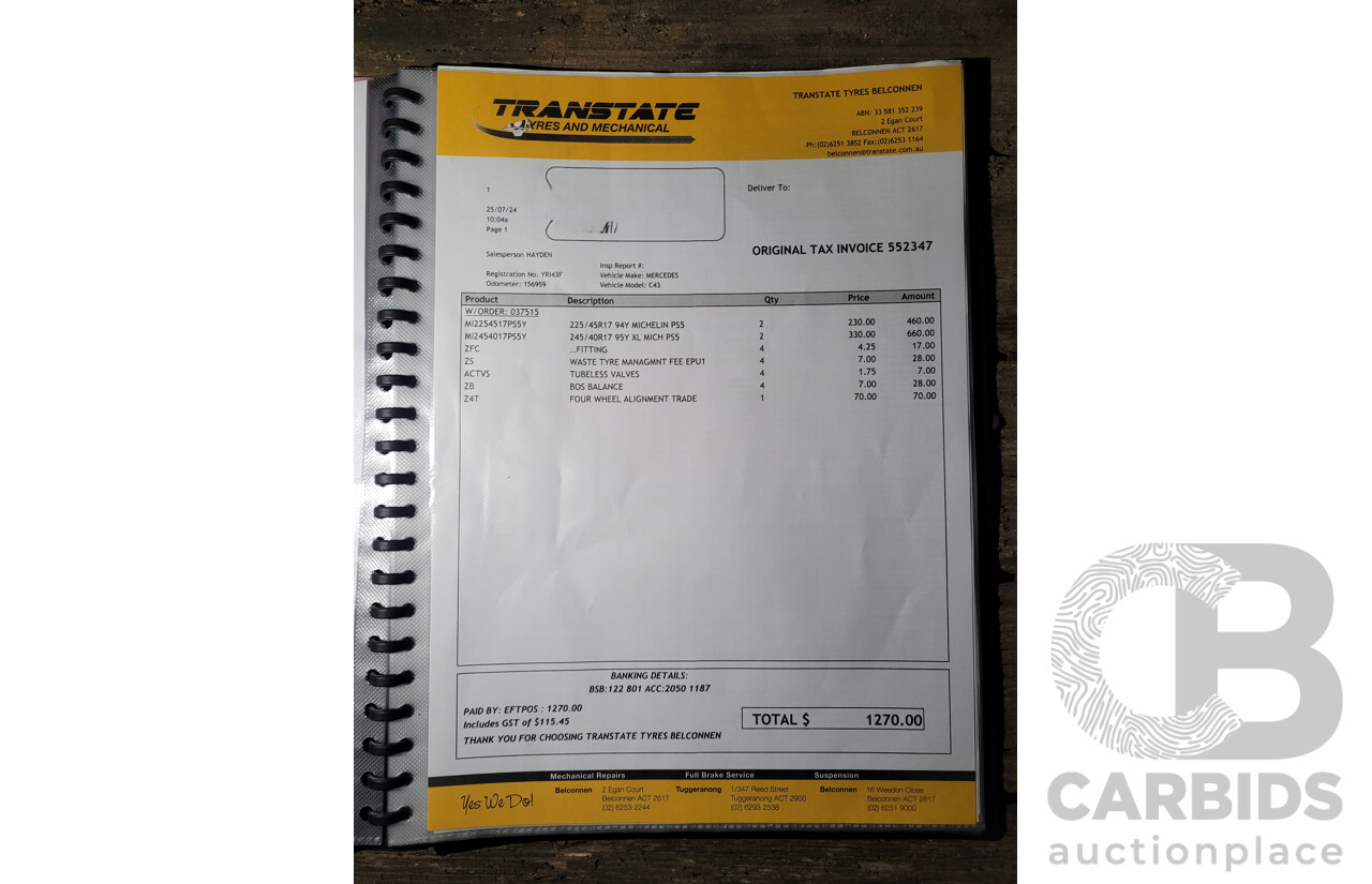 7/1998 Mercedes Benz C43 AMG W202 4d Saloon Zircon Silver Metallic V8 4.3L