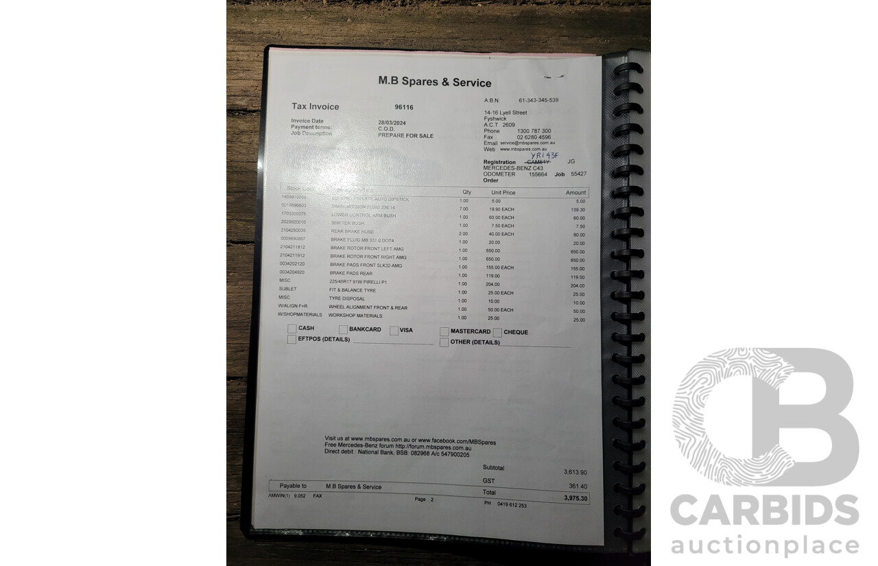 7/1998 Mercedes Benz C43 AMG W202 4d Saloon Zircon Silver Metallic V8 4.3L