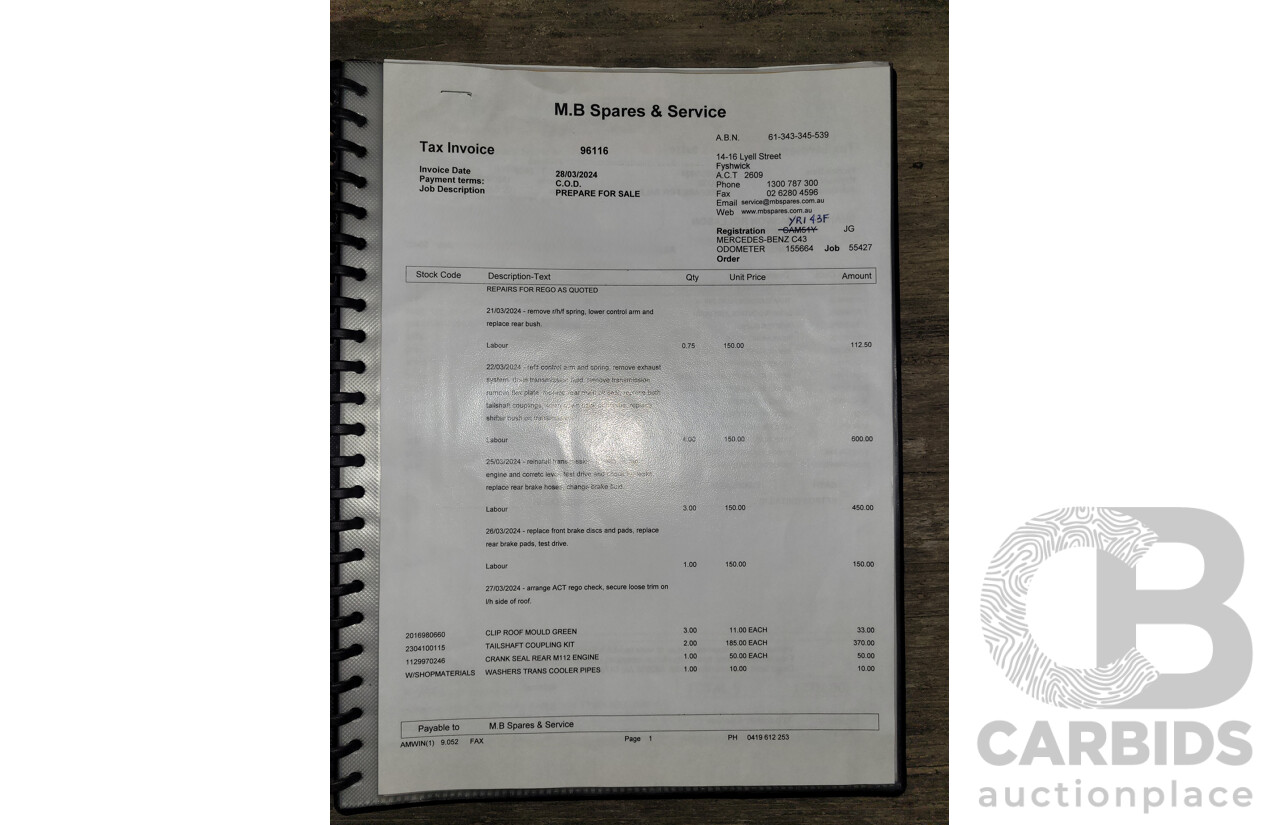 7/1998 Mercedes Benz C43 AMG W202 4d Saloon Zircon Silver Metallic V8 4.3L