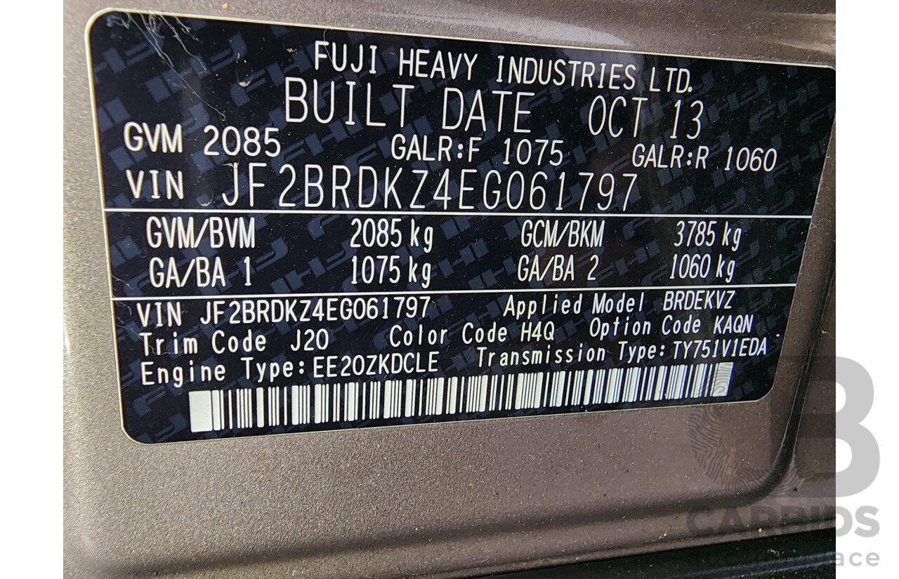 11/2013 Subaru Outback 2.0D MY14 4d Wagon Bronze 2.0L