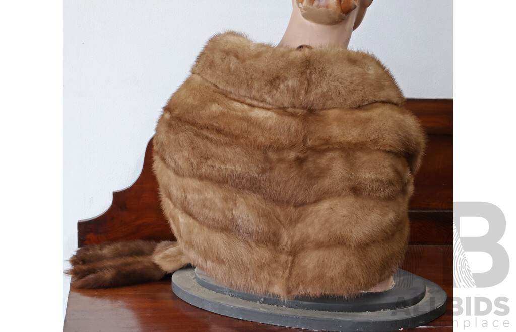Vintage Fur Wrap Fringed with Tail Tassels
