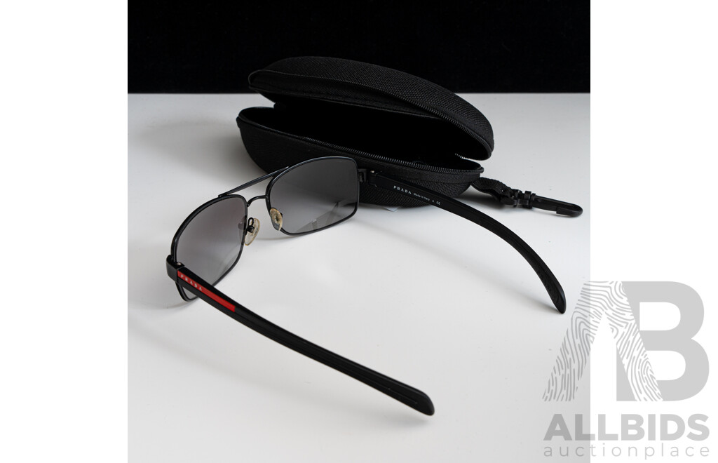 Prada Linea Rossa SPS 50N 62 16 1B0-1A 130 3N Black/Red Metal Aviator