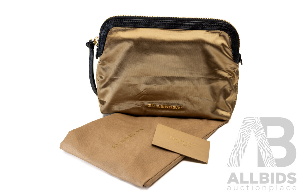 Burberry Gold/black Cosmetic Pouch with Dust Bag