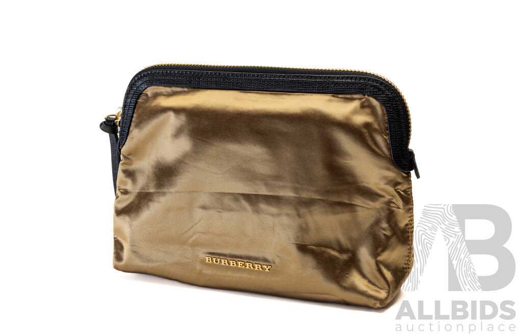 Burberry Gold/black Cosmetic Pouch with Dust Bag