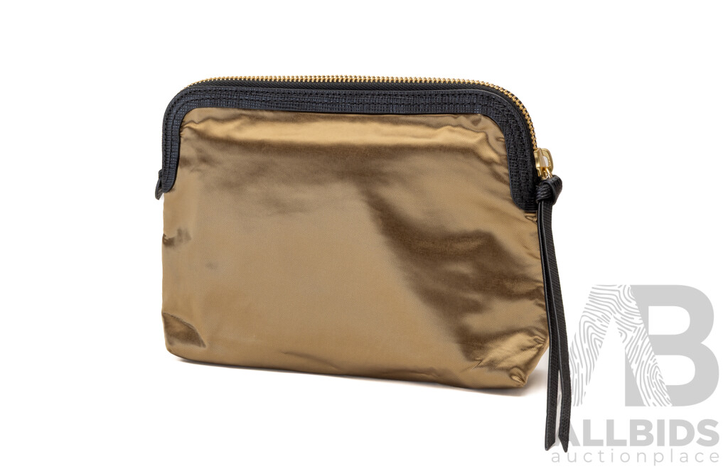 Burberry Gold/black Cosmetic Pouch with Dust Bag