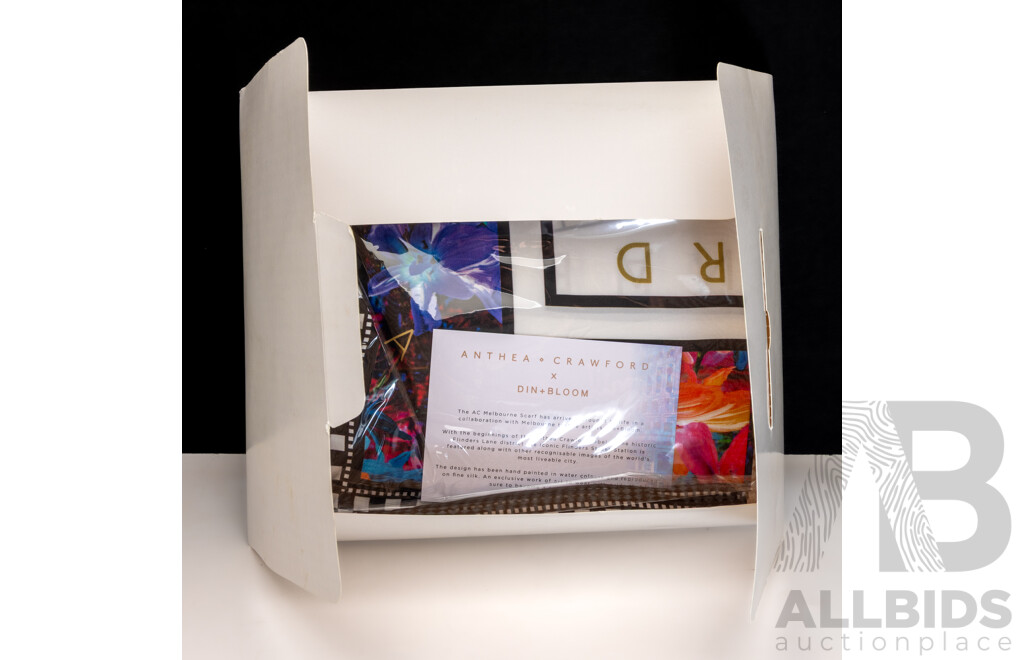Anthea Crawford X Din+Bloom 'The AC Melbourne' Fine Silk Scarf - as New RRP$199