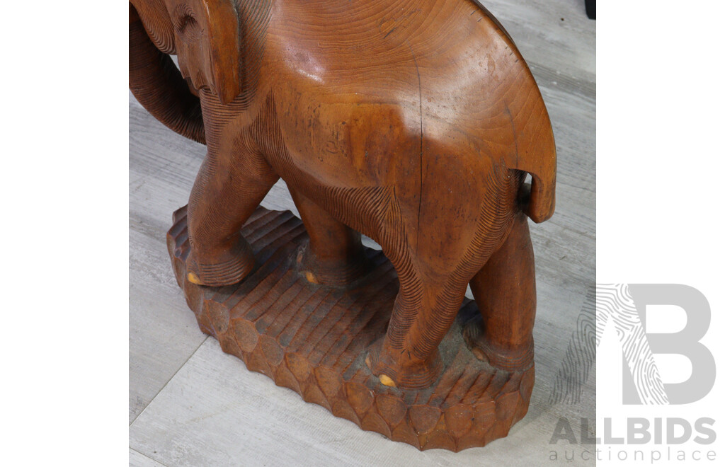 Carved South East Asian Teak Elephant Statue