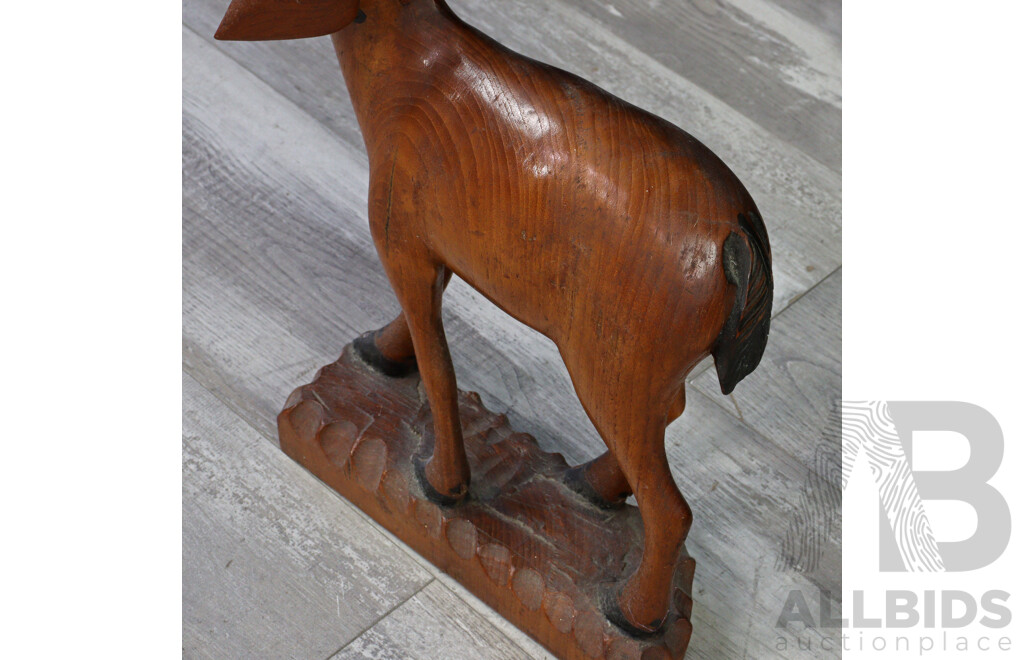 Carved South East Asian Teak Elk Staute