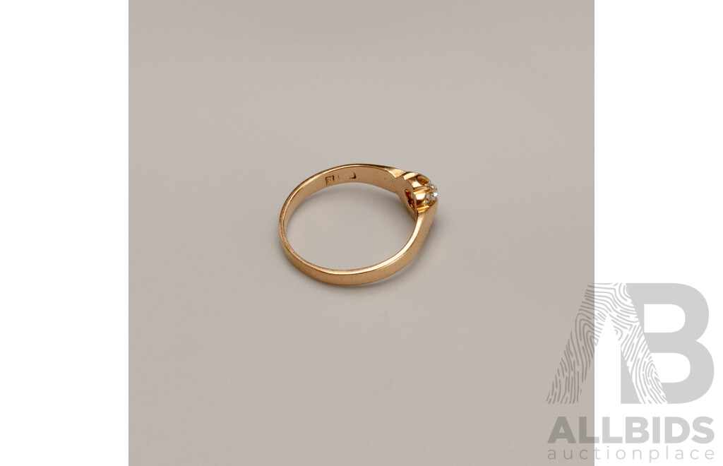 14ct Vintage Rose Gold Diamond Set Ring, TDW 0.10ct, Size L, 2.16 Grams