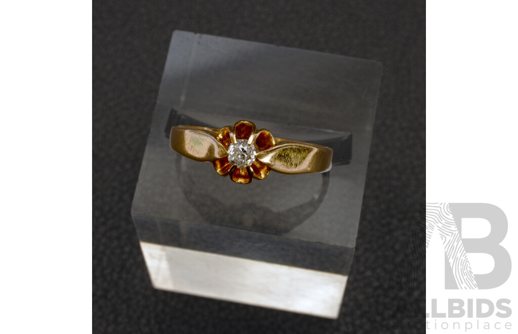 14ct Vintage Rose Gold Diamond Set Ring, TDW 0.10ct, Size L, 2.16 Grams