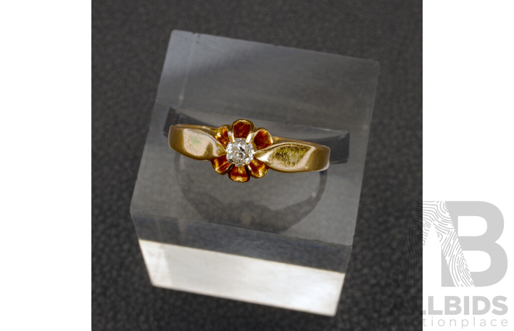 14ct Vintage Rose Gold Diamond Set Ring, TDW 0.10ct, Size L, 2.16 Grams