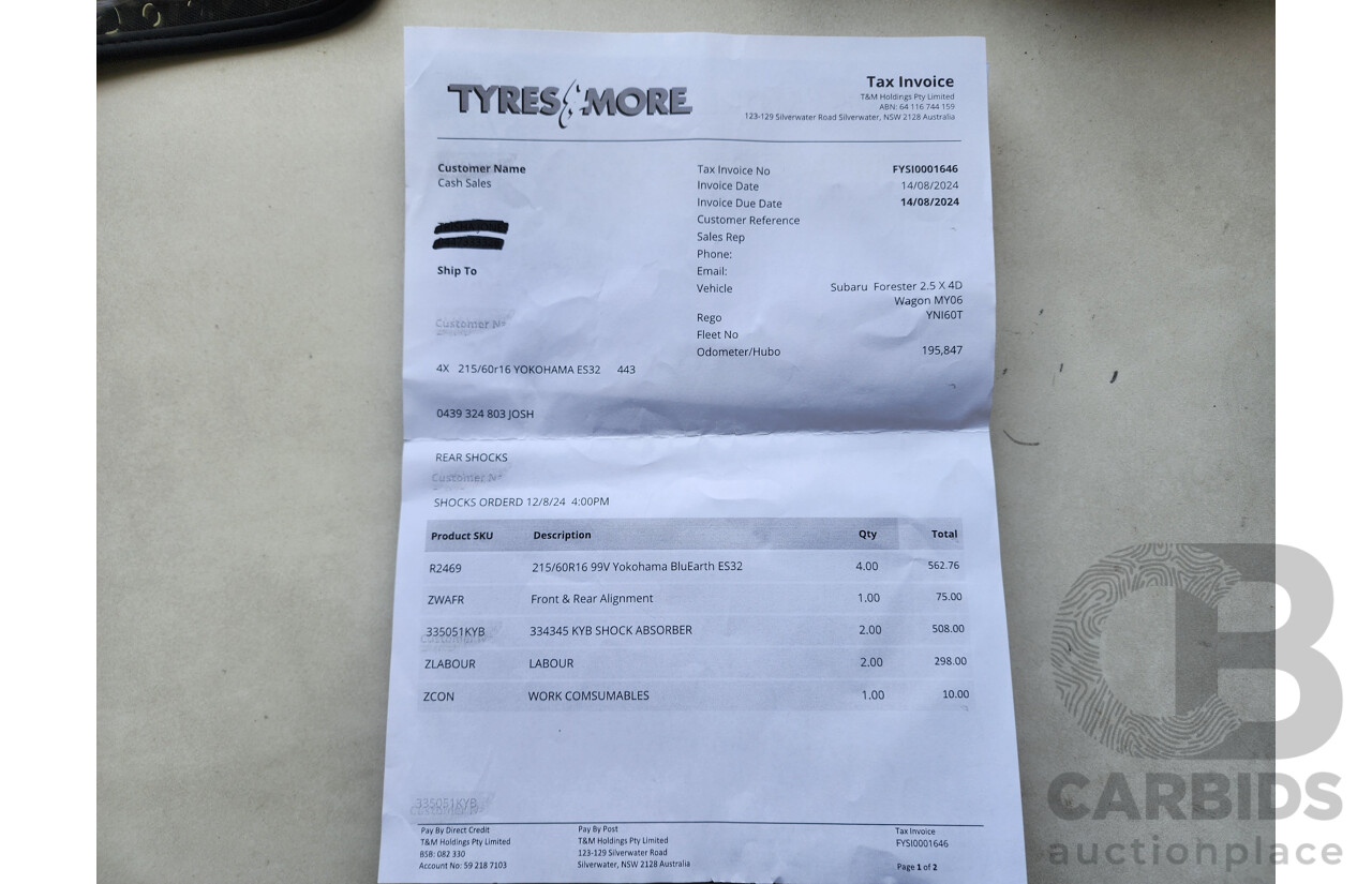 7/2006 Subaru Forester X MY06 4d Wagon Blue 2.5L