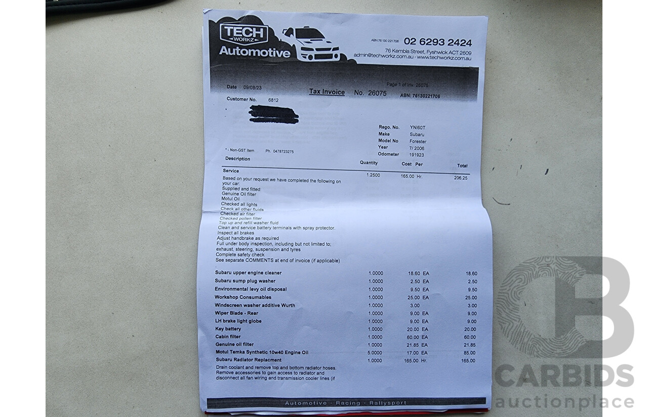 7/2006 Subaru Forester X MY06 4d Wagon Blue 2.5L