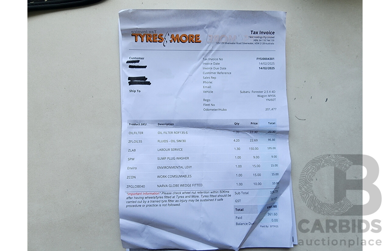 7/2006 Subaru Forester X MY06 4d Wagon Blue 2.5L