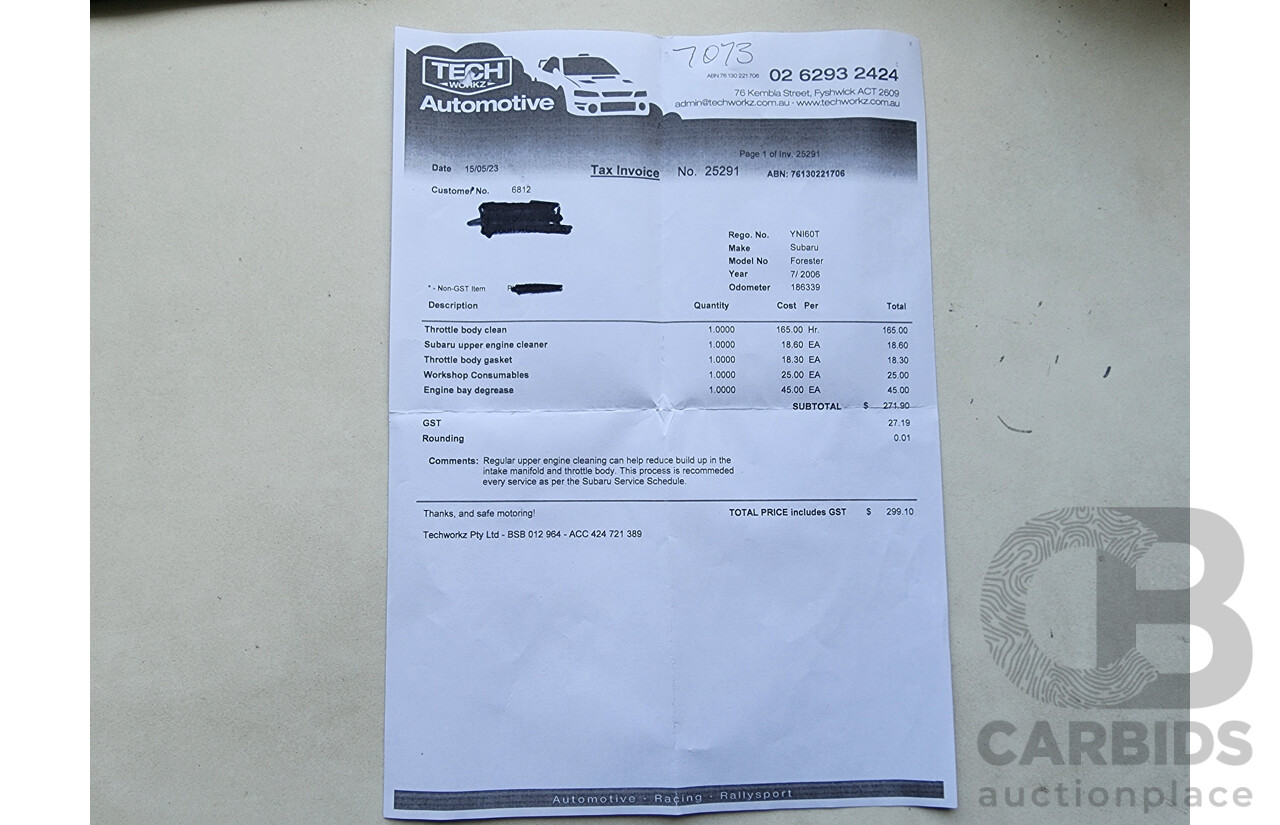 7/2006 Subaru Forester X MY06 4d Wagon Blue 2.5L