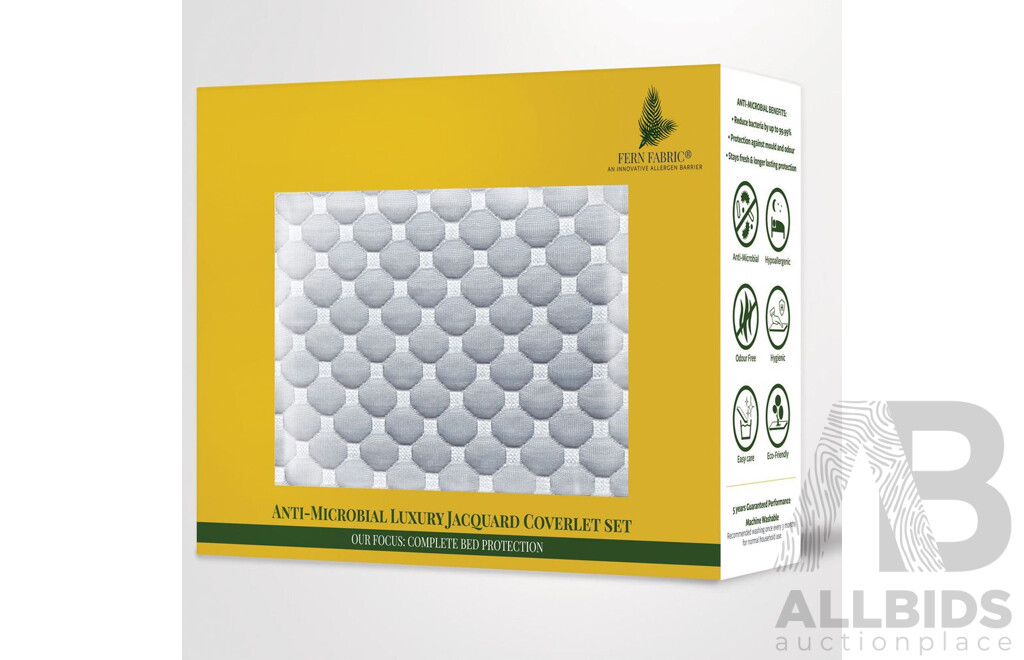 FERN FABRIC Hexagon Grey - Double - 650GSM Coverlet - ORP $299.00
