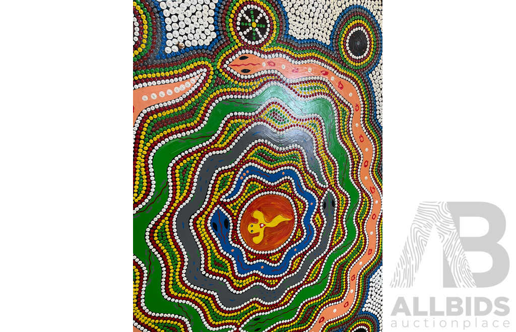 Two Aboriginal Artworks on Board Signed 'R.A. Shan' - Lot of 2