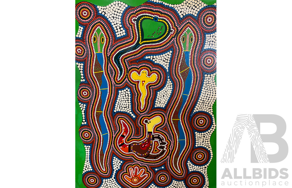 Two Aboriginal Artworks on Board Signed 'R.A. Shan' - Lot of 2