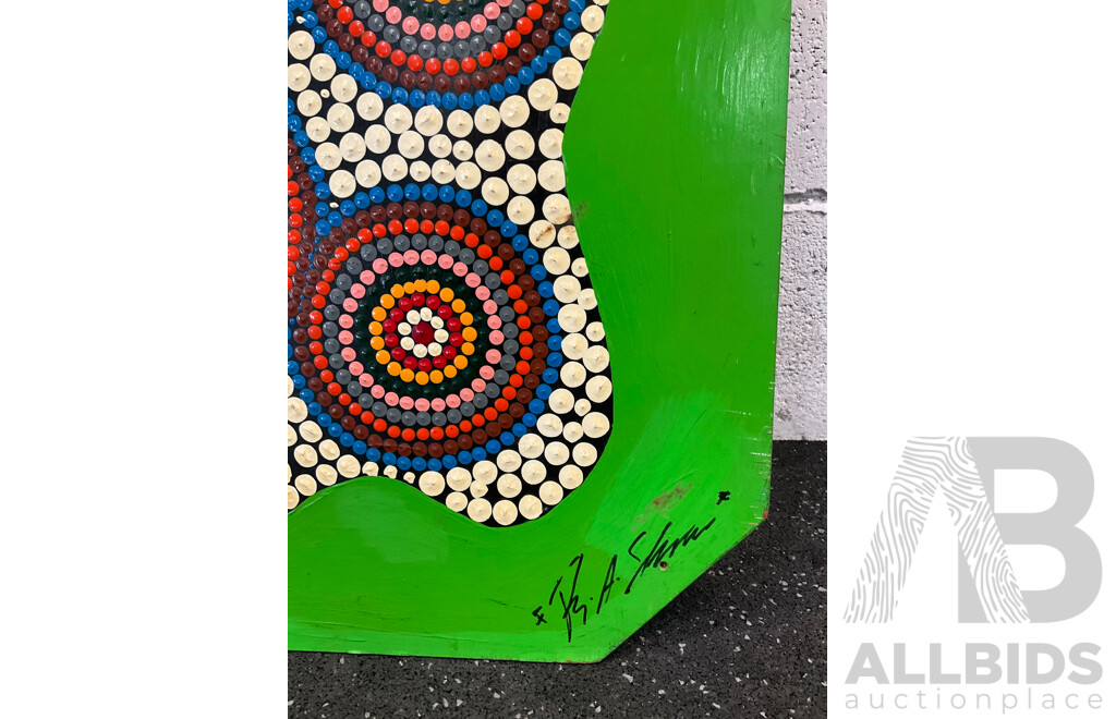 Two Aboriginal Artworks on Board Signed 'R.A. Shan' - Lot of 2