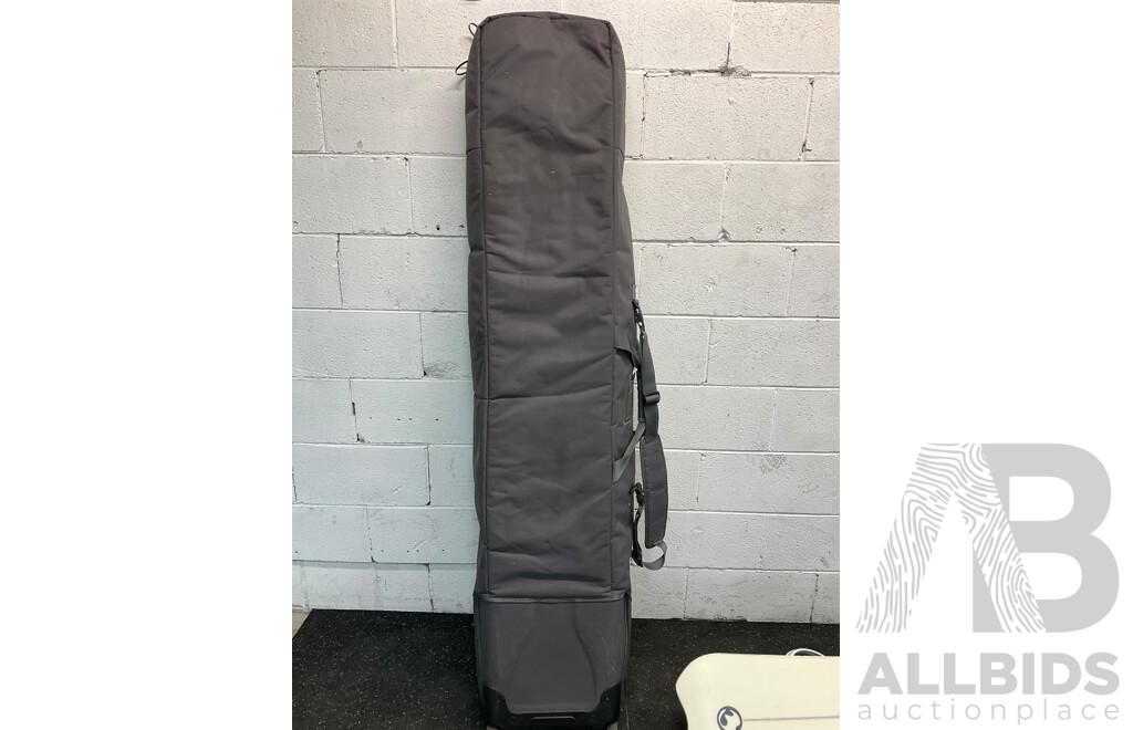 BURTON FISH 2009 Limited 160cm Snowboard and BURTON Wheelie Board Bag - Lot of 2