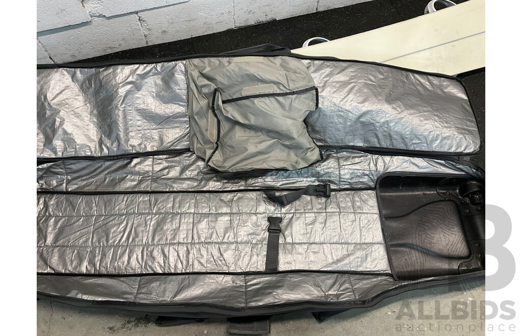 BURTON FISH 2009 Limited 160cm Snowboard and BURTON Wheelie Board Bag - Lot of 2