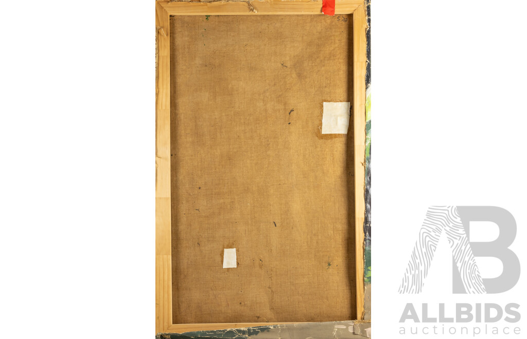 Artist Unknown, (20th Century), Three Ladies Out for a Stroll, Original Vintage Oil on Canvas Cloth, Stretched to Frame, 130 x 82 cm