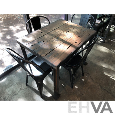 Rustic Reclaimed Timber Cafe Table and Four Chairs