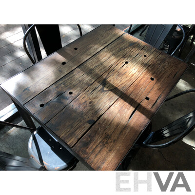 Rustic Reclaimed Timber Cafe Table and Four Chairs