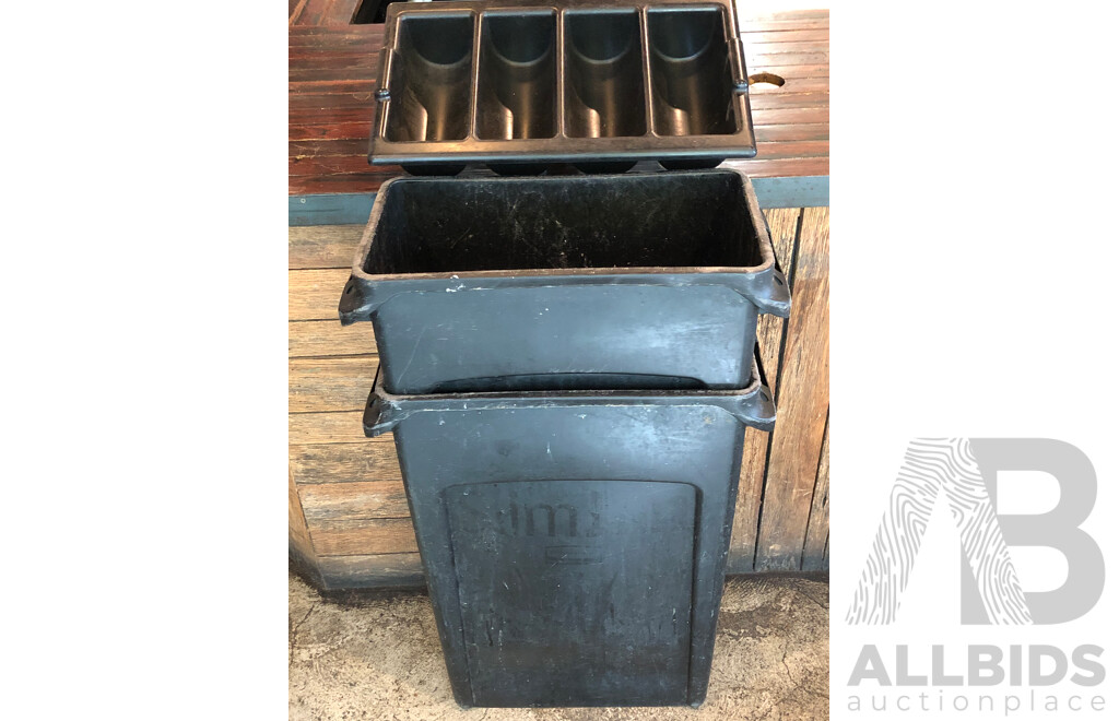 Two Food Waste Bins and Cutlery Tray