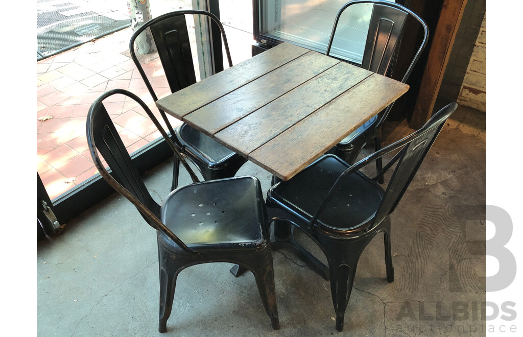 Rustic Cafe Table and Four Chairs - Lot 1598345 | ALLBIDS