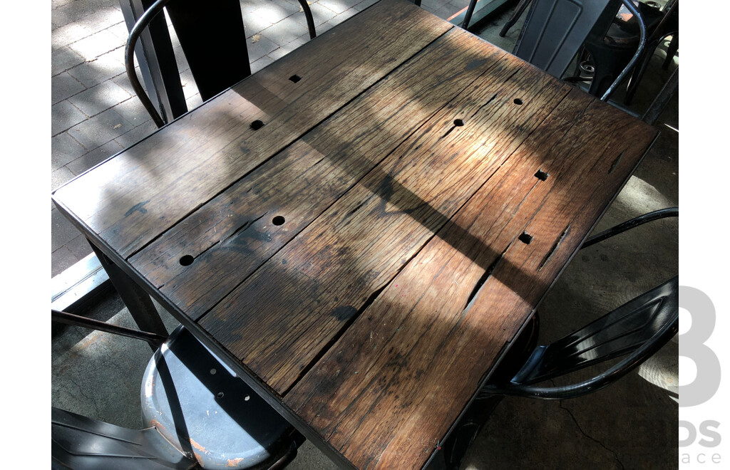 Rustic Reclaimed Timber Cafe Table and Four Chairs