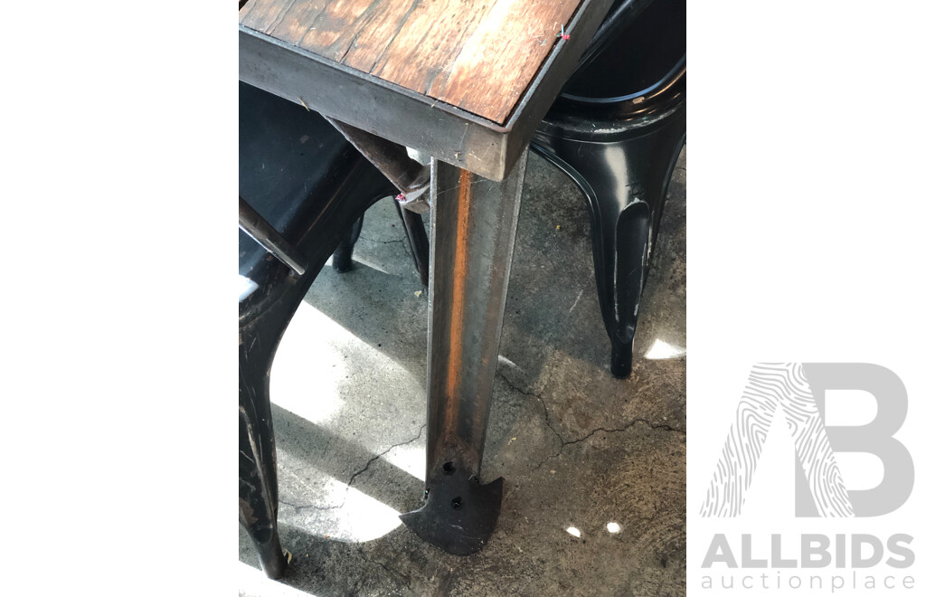 Rustic Reclaimed Timber Cafe Table and Four Chairs