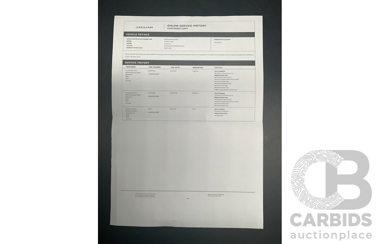 3/2018 Jaguar E-Pace D180 R-Dynamic SE (132kW) (AWD) X540 MY19 4d Wagon Indus Silver Metallic Turbo Diesel 2.0L