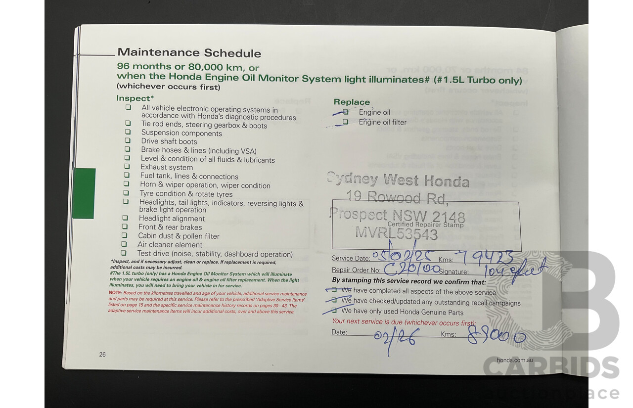 02/2020 Honda CR-V VTi-S (AWD) MY20 4d Wagon Lunar Silver Metallic Turbo 1.5L