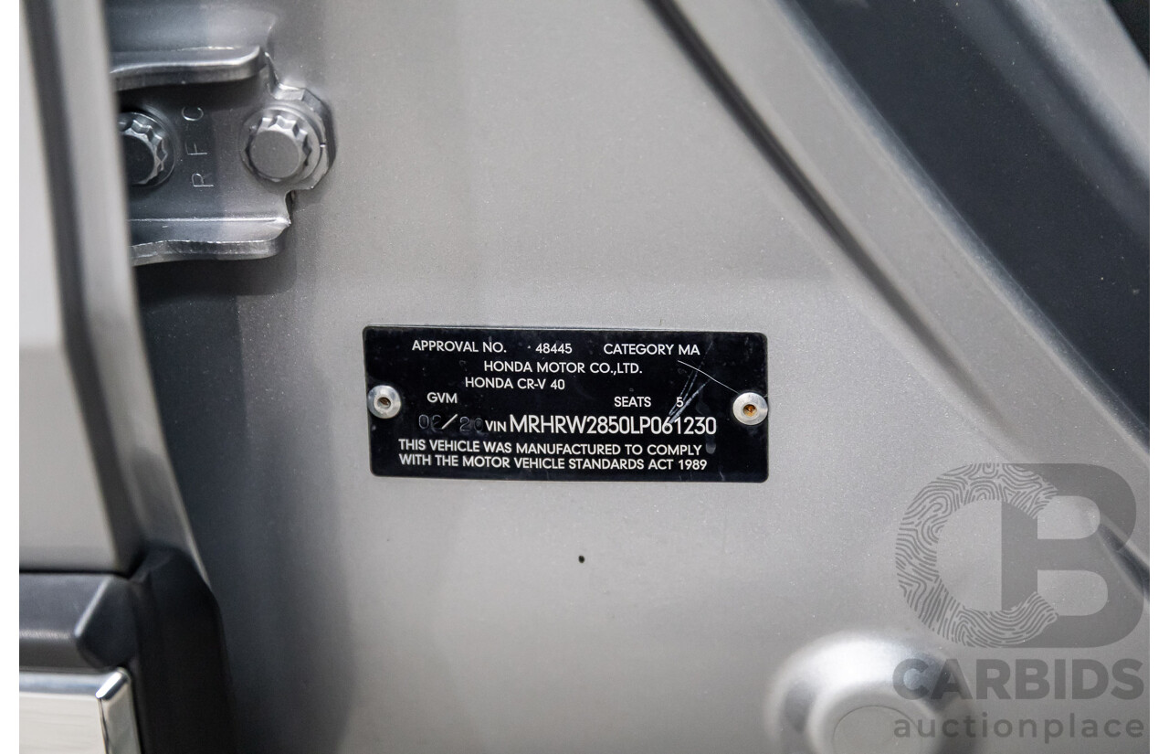 02/2020 Honda CR-V VTi-S (AWD) MY20 4d Wagon Lunar Silver Metallic Turbo 1.5L