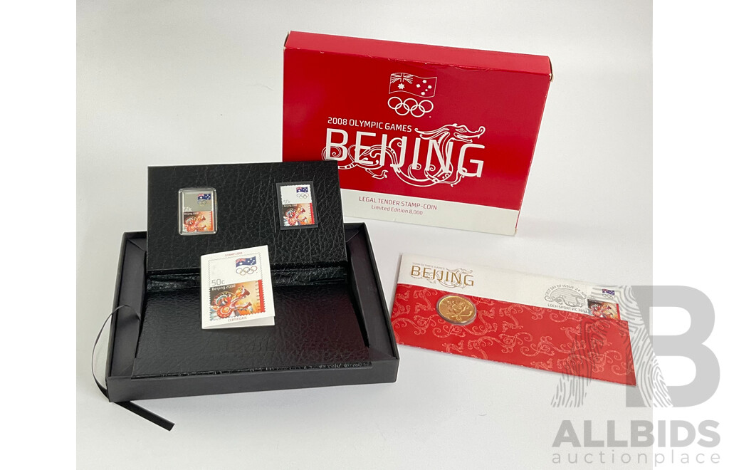 Australian 2008 Beijing Olympic Games $1 Coin and 50c Proof Fine Silver Coin-stamp