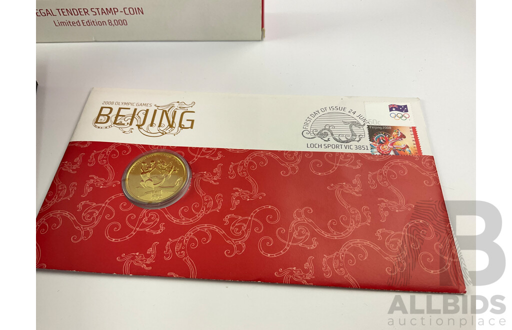 Australian 2008 Beijing Olympic Games $1 Coin and 50c Proof Fine Silver Coin-stamp